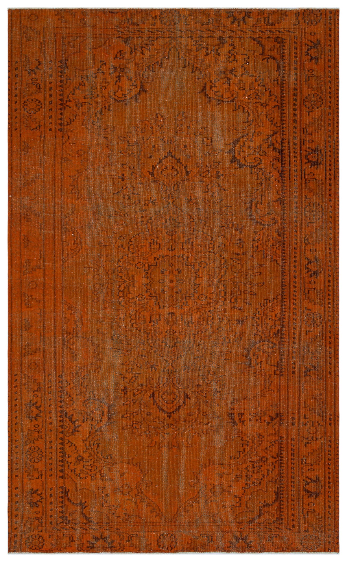 Brown Over Dyed Vintage Rug 5&#39;8&#39;&#39; x 9&#39;2&#39;&#39; ft 172 x 280 cm