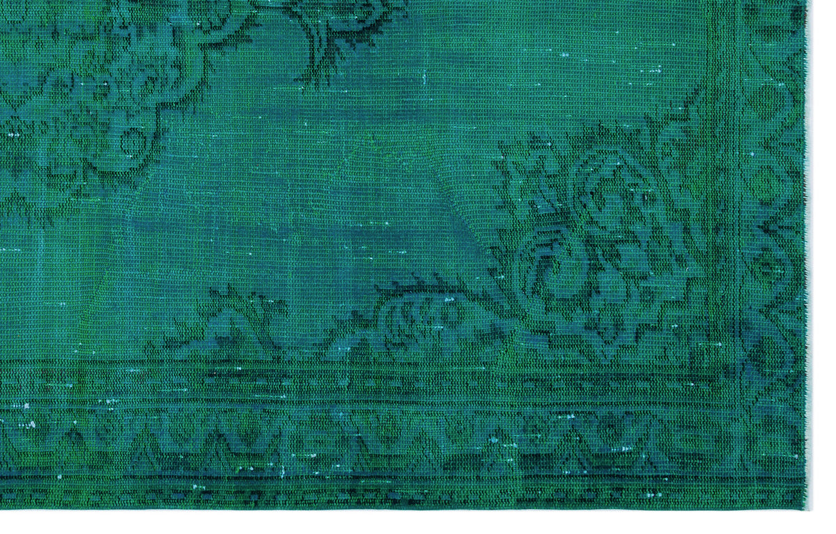 Turquoise  Over Dyed Vintage Rug 5&#39;6&#39;&#39; x 8&#39;10&#39;&#39; ft 168 x 270 cm