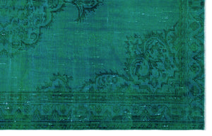 Turquoise  Over Dyed Vintage Rug 5'6'' x 8'10'' ft 168 x 270 cm