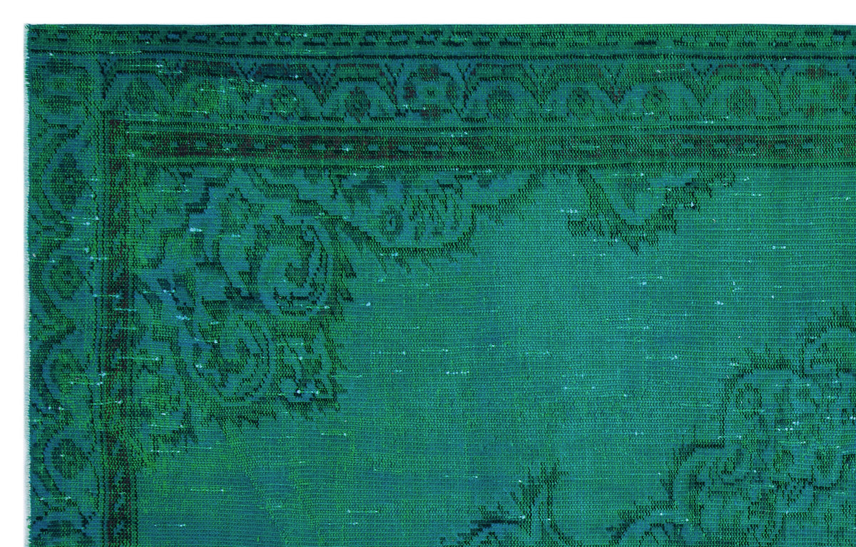 Turquoise  Over Dyed Vintage Rug 5&#39;6&#39;&#39; x 8&#39;10&#39;&#39; ft 168 x 270 cm