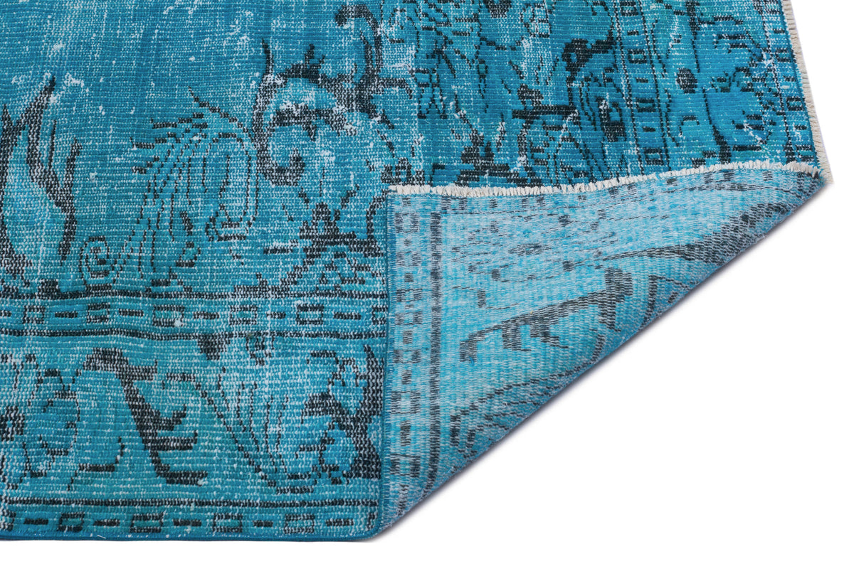 Turquoise  Over Dyed Vintage Rug 6&#39;1&#39;&#39; x 8&#39;11&#39;&#39; ft 186 x 273 cm