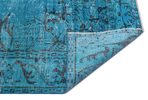 Turquoise  Over Dyed Vintage Rug 6'1'' x 8'11'' ft 186 x 273 cm