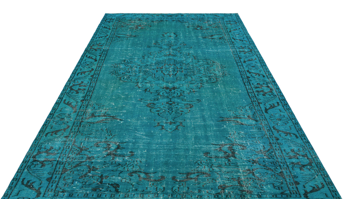Turquoise  Over Dyed Vintage Rug 6&#39;1&#39;&#39; x 8&#39;11&#39;&#39; ft 186 x 273 cm