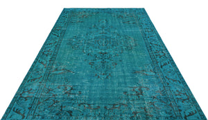 Turquoise  Over Dyed Vintage Rug 6'1'' x 8'11'' ft 186 x 273 cm