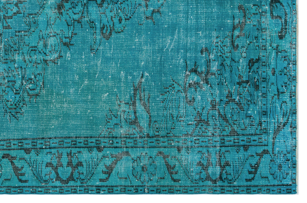 Turquoise  Over Dyed Vintage Rug 6&#39;1&#39;&#39; x 8&#39;11&#39;&#39; ft 186 x 273 cm