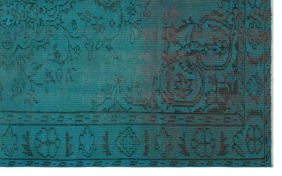 Turquoise  Over Dyed Vintage Rug 5&#39;4&#39;&#39; x 8&#39;8&#39;&#39; ft 162 x 265 cm