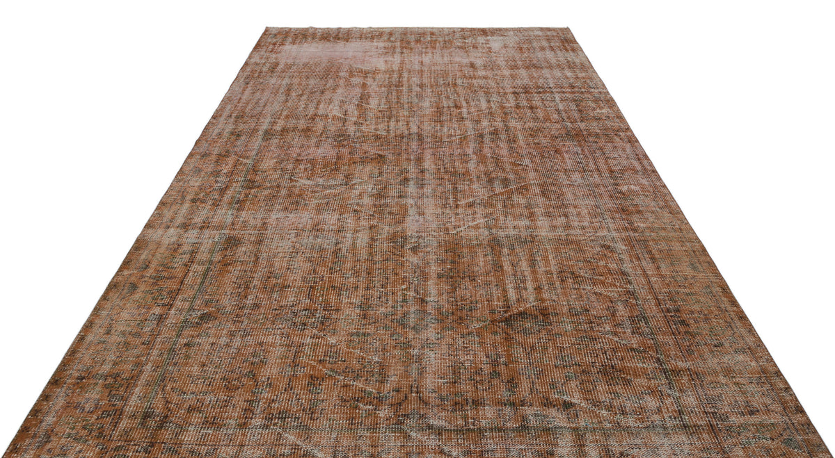 Brown Over Dyed Vintage Rug 6&#39;8&#39;&#39; x 9&#39;11&#39;&#39; ft 204 x 303 cm