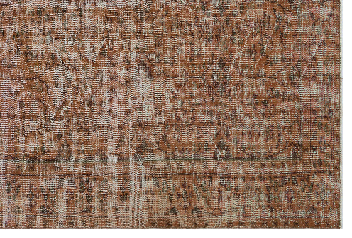 Brown Over Dyed Vintage Rug 6&#39;8&#39;&#39; x 9&#39;11&#39;&#39; ft 204 x 303 cm