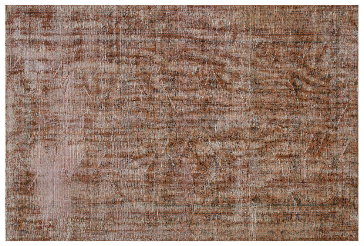Brown Over Dyed Vintage Rug 6&#39;8&#39;&#39; x 9&#39;11&#39;&#39; ft 204 x 303 cm