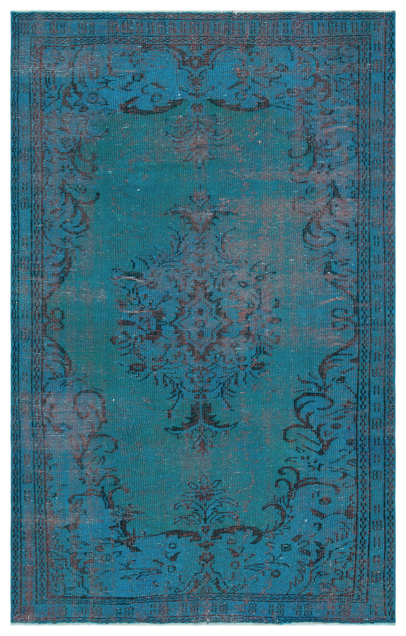 Retro Over Dyed Vintage Rug 5'2'' x 8'2'' ft 158 x 248 cm