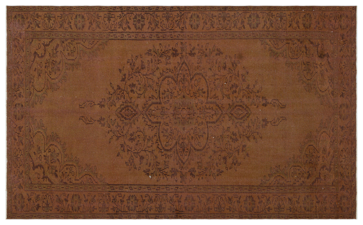 Brown Over Dyed Vintage Rug 5&#39;1&#39;&#39; x 8&#39;4&#39;&#39; ft 155 x 254 cm