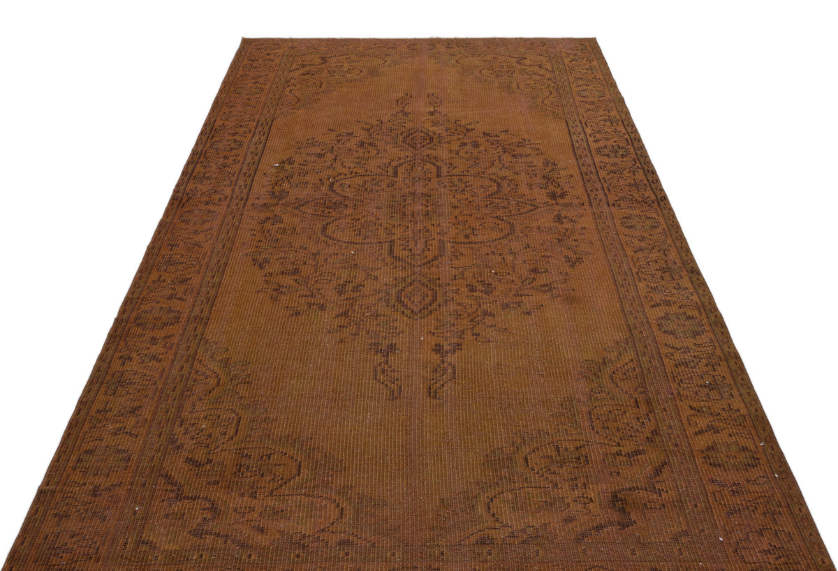 Brown Over Dyed Vintage Rug 5&#39;1&#39;&#39; x 8&#39;4&#39;&#39; ft 155 x 254 cm
