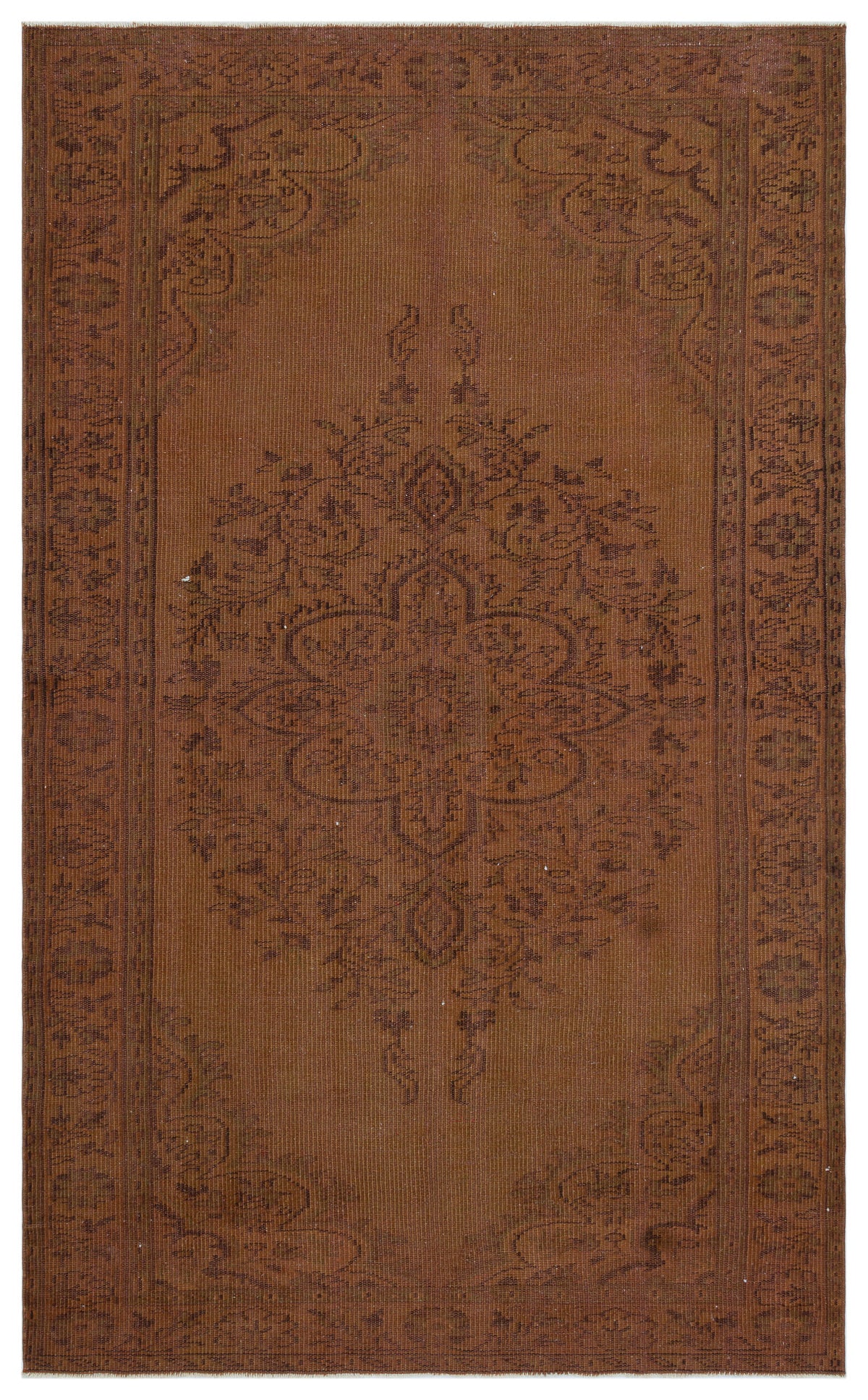 Brown Over Dyed Vintage Rug 5&#39;1&#39;&#39; x 8&#39;4&#39;&#39; ft 155 x 254 cm