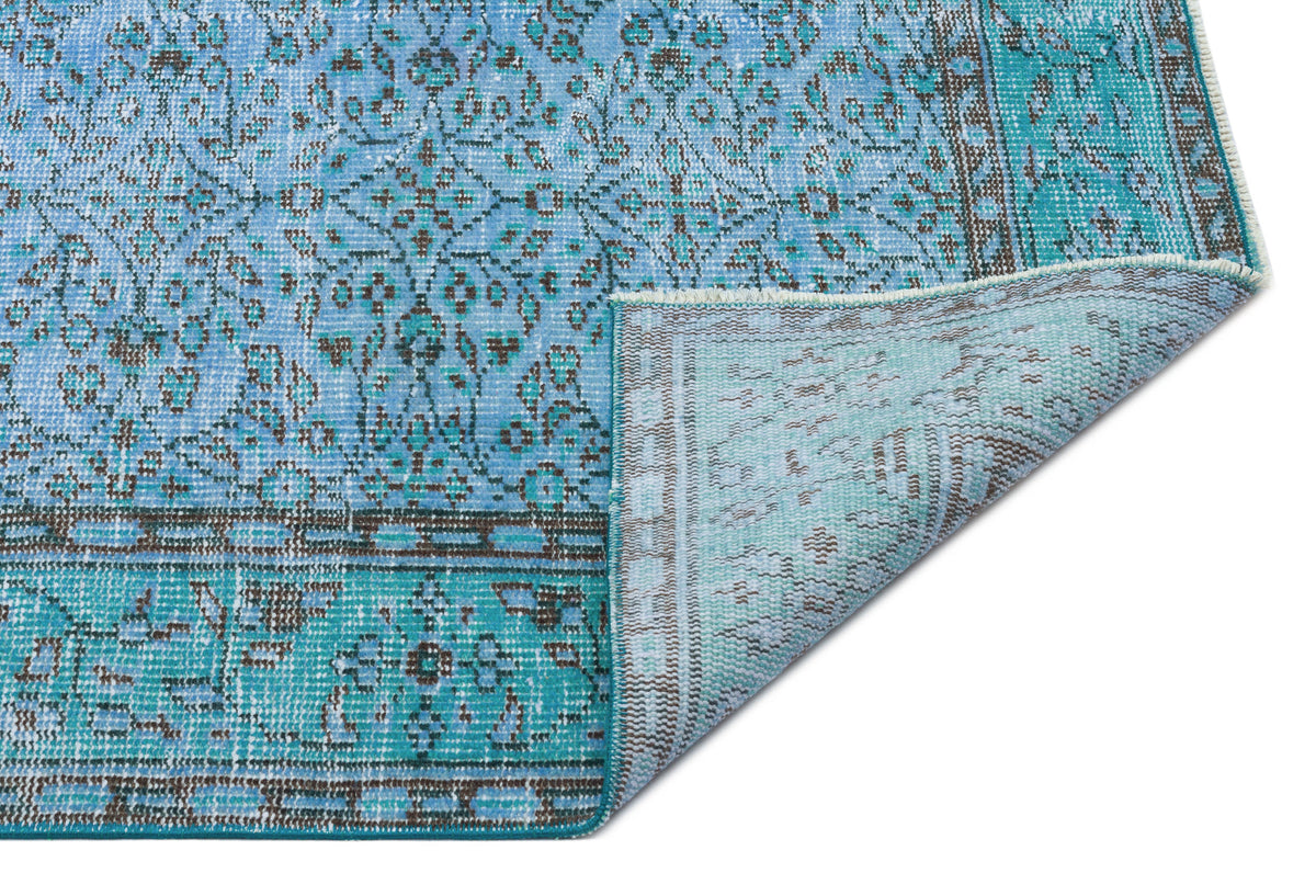 Blue Over Dyed Vintage Rug 4&#39;9&#39;&#39; x 8&#39;8&#39;&#39; ft 145 x 264 cm