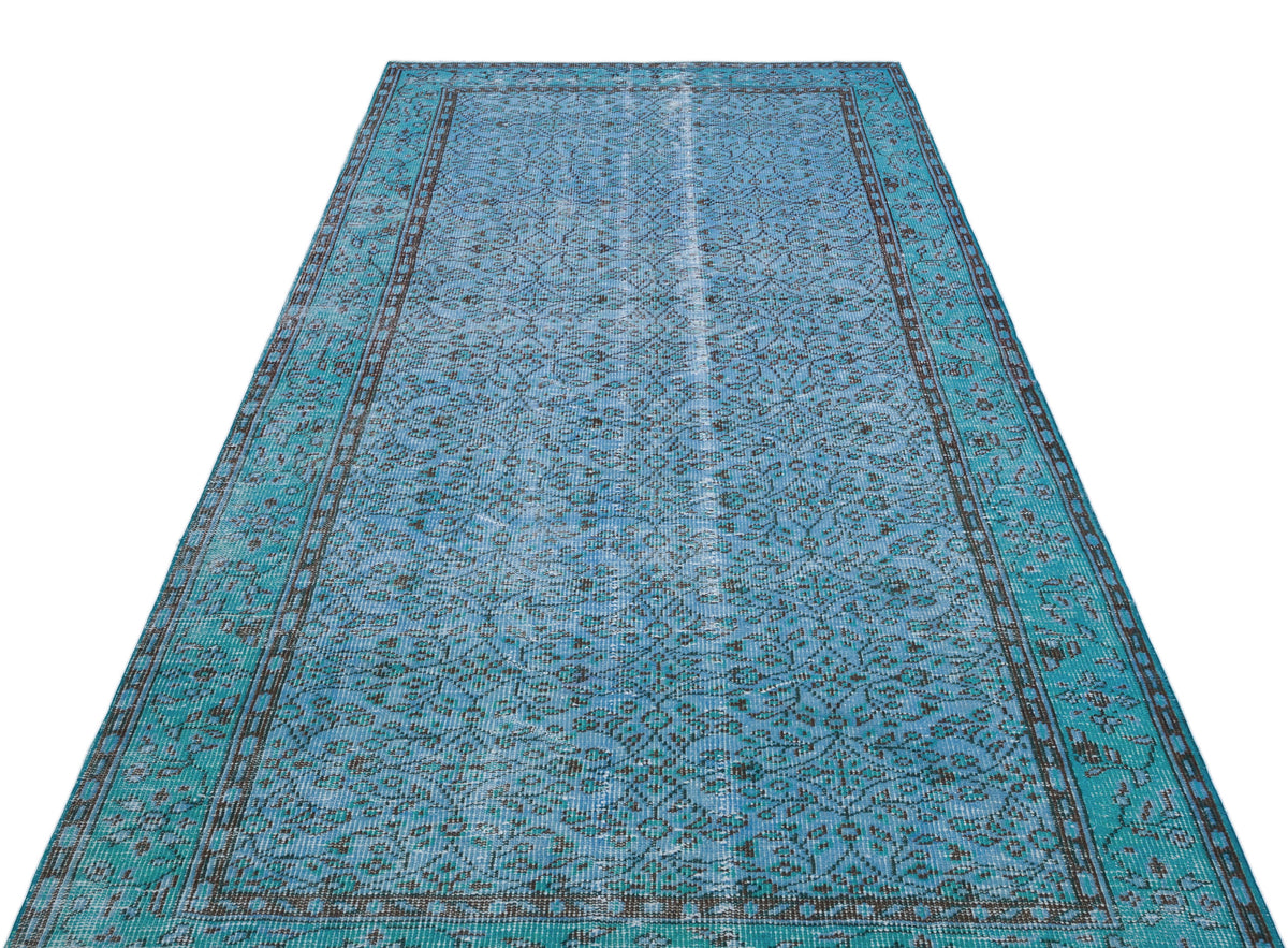 Blue Over Dyed Vintage Rug 4&#39;9&#39;&#39; x 8&#39;8&#39;&#39; ft 145 x 264 cm