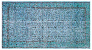 Blue Over Dyed Vintage Rug 4'9'' x 8'8'' ft 145 x 264 cm