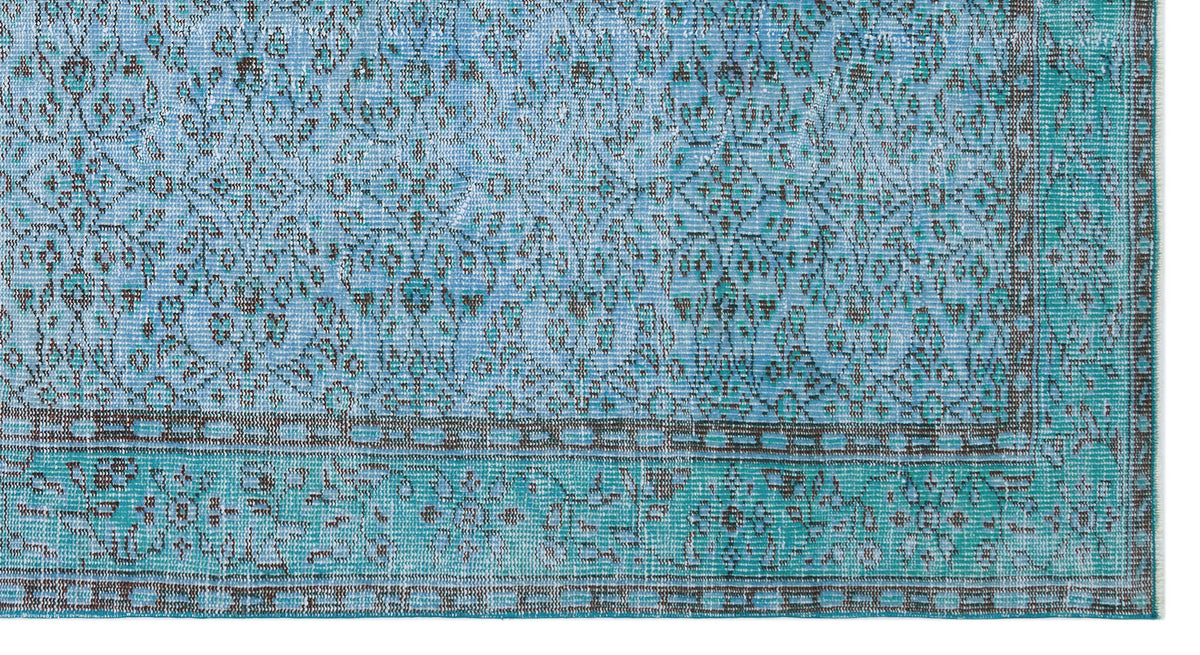 Blue Over Dyed Vintage Rug 4&#39;9&#39;&#39; x 8&#39;8&#39;&#39; ft 145 x 264 cm