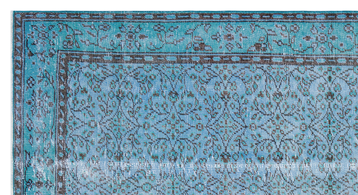 Blue Over Dyed Vintage Rug 4&#39;9&#39;&#39; x 8&#39;8&#39;&#39; ft 145 x 264 cm