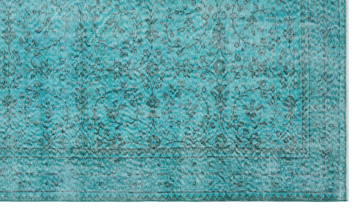 Turquoise  Over Dyed Vintage Rug 5&#39;3&#39;&#39; x 9&#39;1&#39;&#39; ft 159 x 278 cm