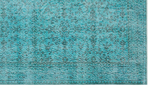 Turquoise  Over Dyed Vintage Rug 5'3'' x 9'1'' ft 159 x 278 cm
