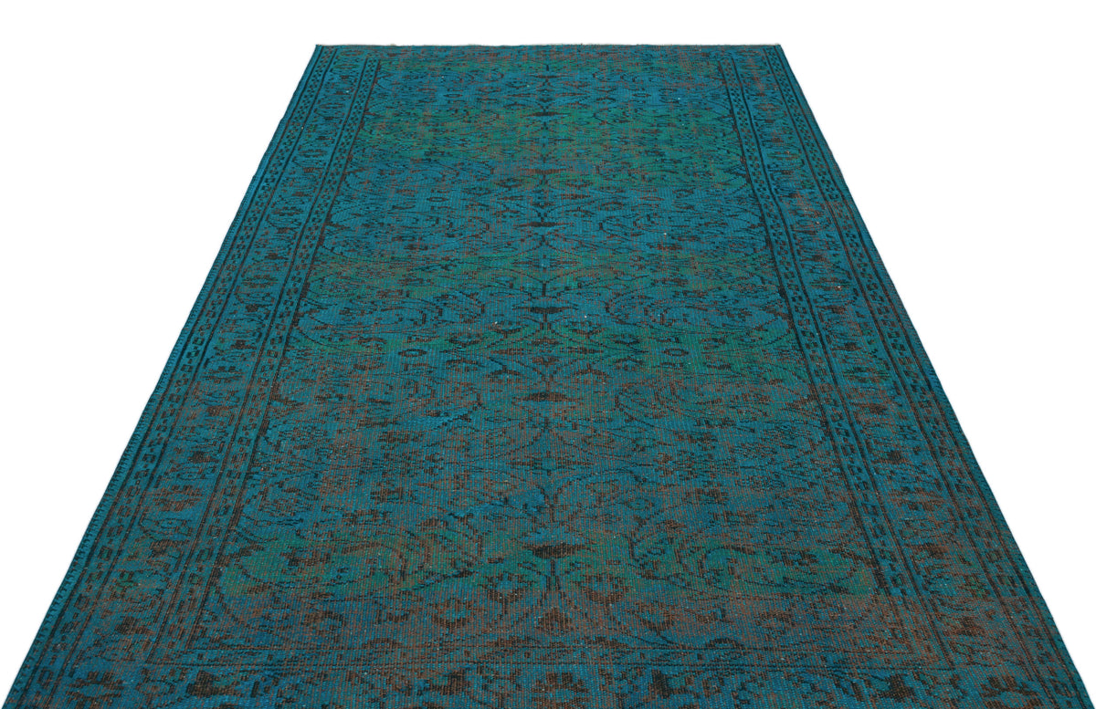 Turquoise  Over Dyed Vintage Rug 5&#39;6&#39;&#39; x 8&#39;7&#39;&#39; ft 168 x 262 cm