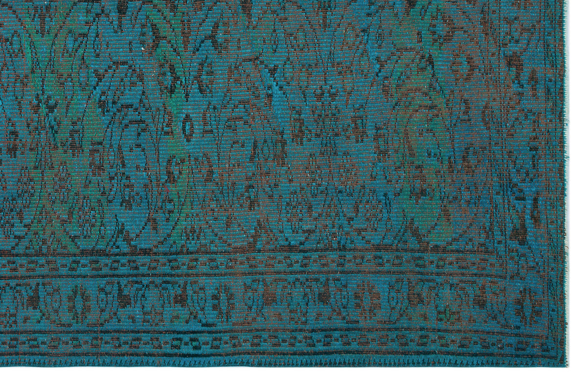 Turquoise  Over Dyed Vintage Rug 5&#39;6&#39;&#39; x 8&#39;7&#39;&#39; ft 168 x 262 cm