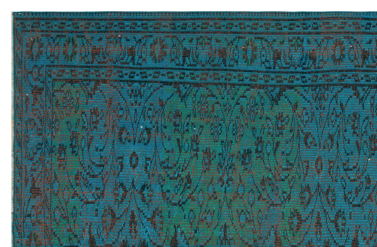Turquoise  Over Dyed Vintage Rug 5&#39;6&#39;&#39; x 8&#39;7&#39;&#39; ft 168 x 262 cm