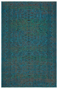 Turquoise  Over Dyed Vintage Rug 5'6'' x 8'7'' ft 168 x 262 cm