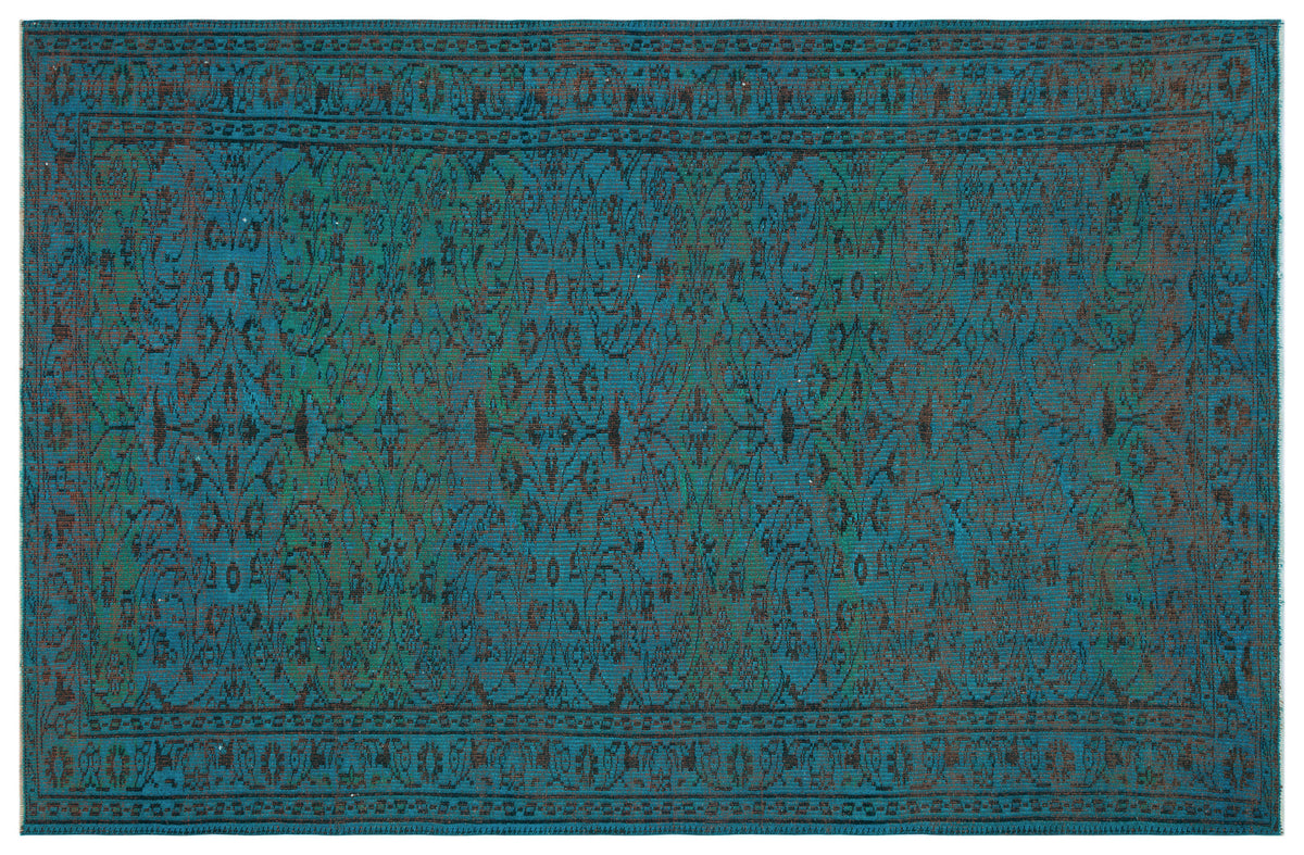 Turquoise  Over Dyed Vintage Rug 5&#39;6&#39;&#39; x 8&#39;7&#39;&#39; ft 168 x 262 cm