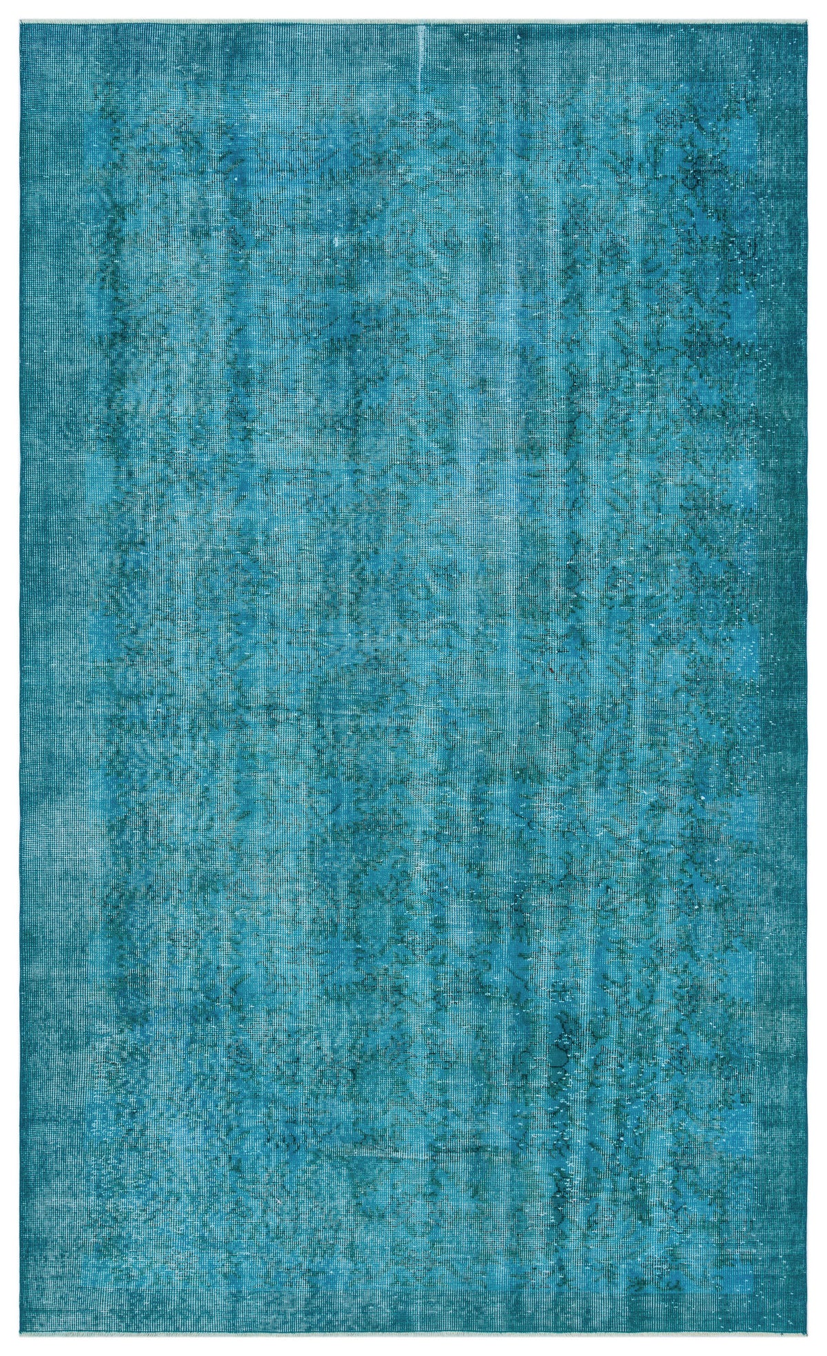 Turquoise  Over Dyed Vintage Rug 5&#39;7&#39;&#39; x 9&#39;2&#39;&#39; ft 169 x 280 cm