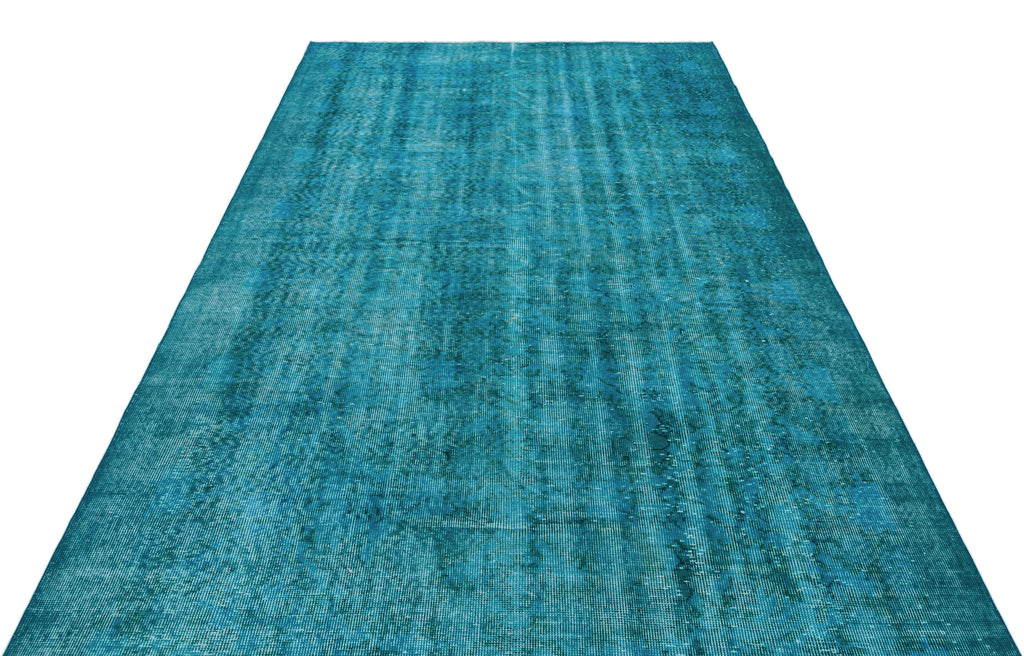 Turquoise  Over Dyed Vintage Rug 5'7'' x 9'2'' ft 169 x 280 cm