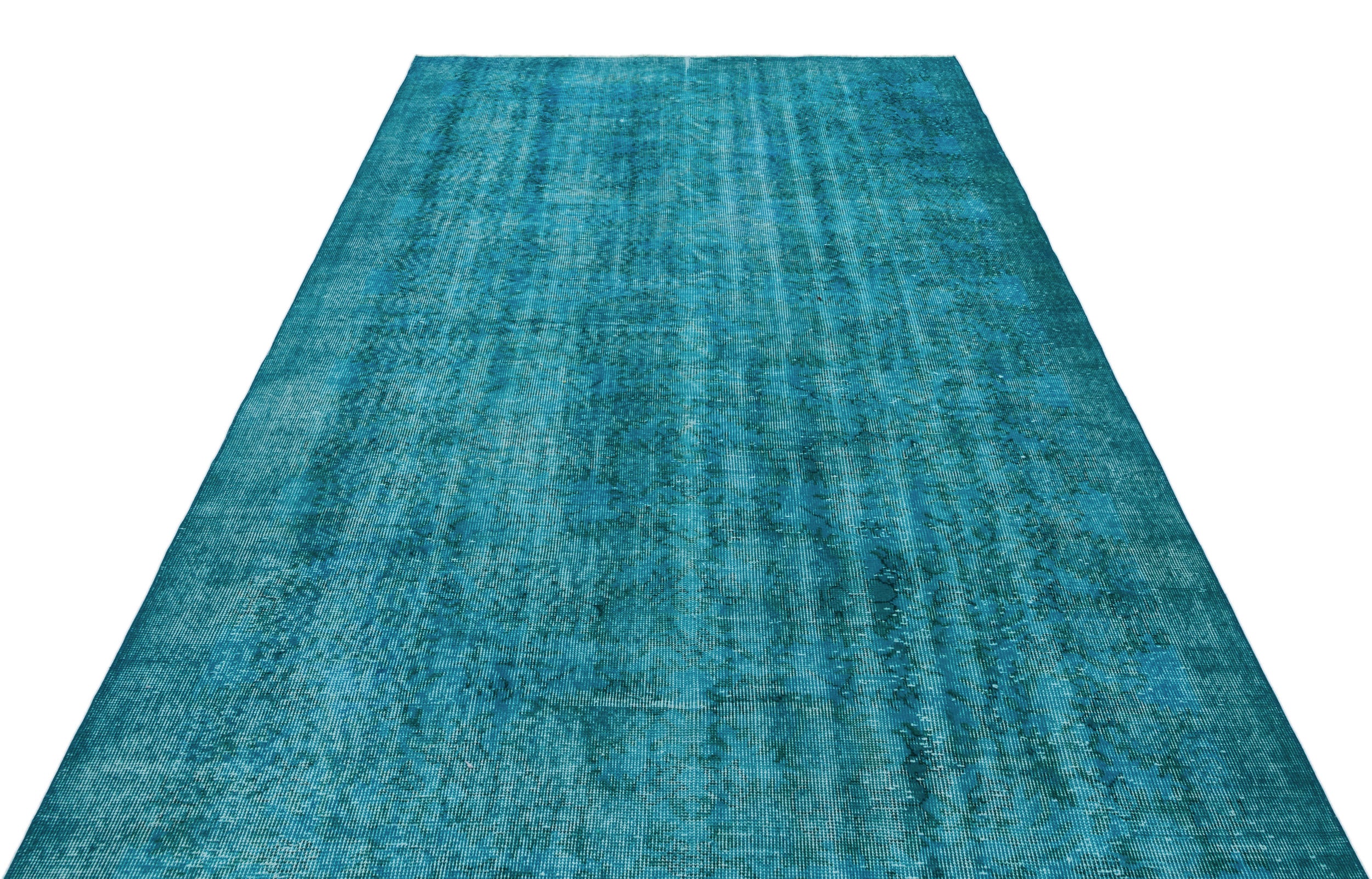 Turquoise  Over Dyed Vintage Rug 5'7'' x 9'2'' ft 169 x 280 cm