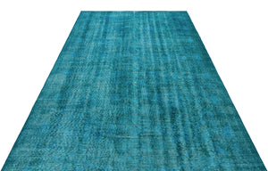 Turquoise  Over Dyed Vintage Rug 5'7'' x 9'2'' ft 169 x 280 cm