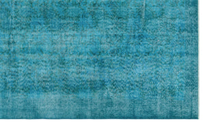 Turquoise  Over Dyed Vintage Rug 5'7'' x 9'2'' ft 169 x 280 cm