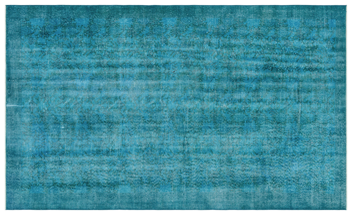 Turquoise  Over Dyed Vintage Rug 5&#39;7&#39;&#39; x 9&#39;2&#39;&#39; ft 169 x 280 cm