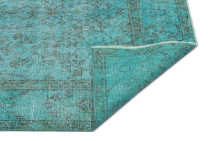 Turquoise  Over Dyed Vintage Rug 5'8'' x 9'0'' ft 172 x 275 cm