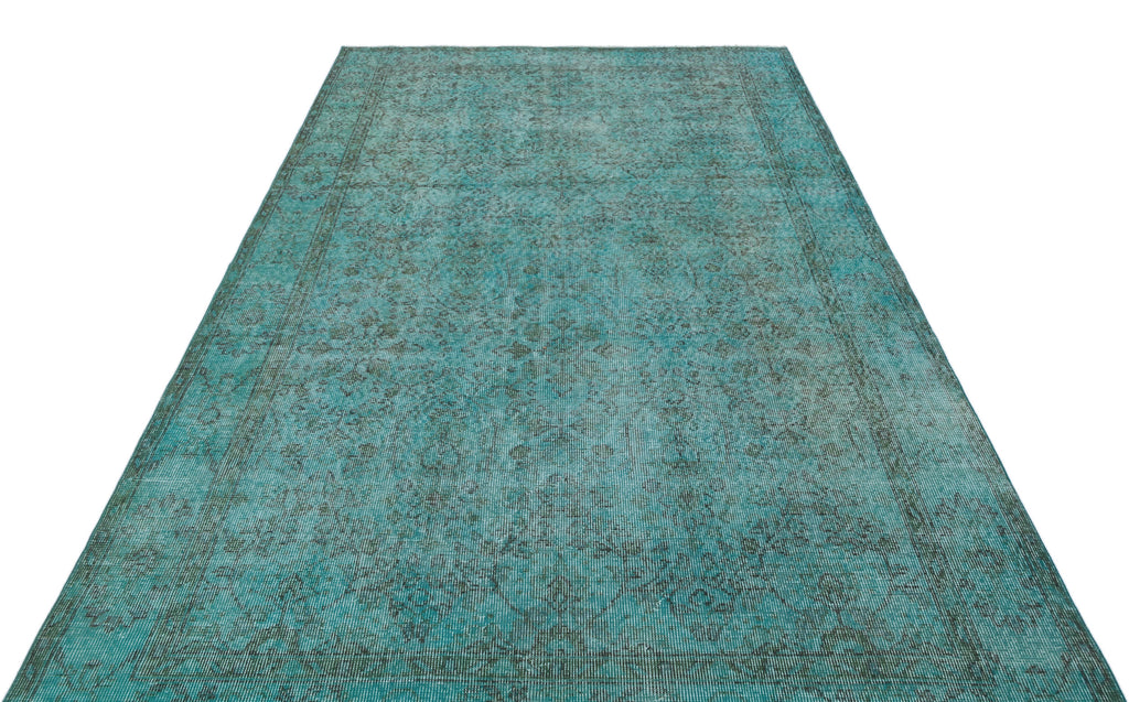 Turquoise  Over Dyed Vintage Rug 5'8'' x 9'0'' ft 172 x 275 cm