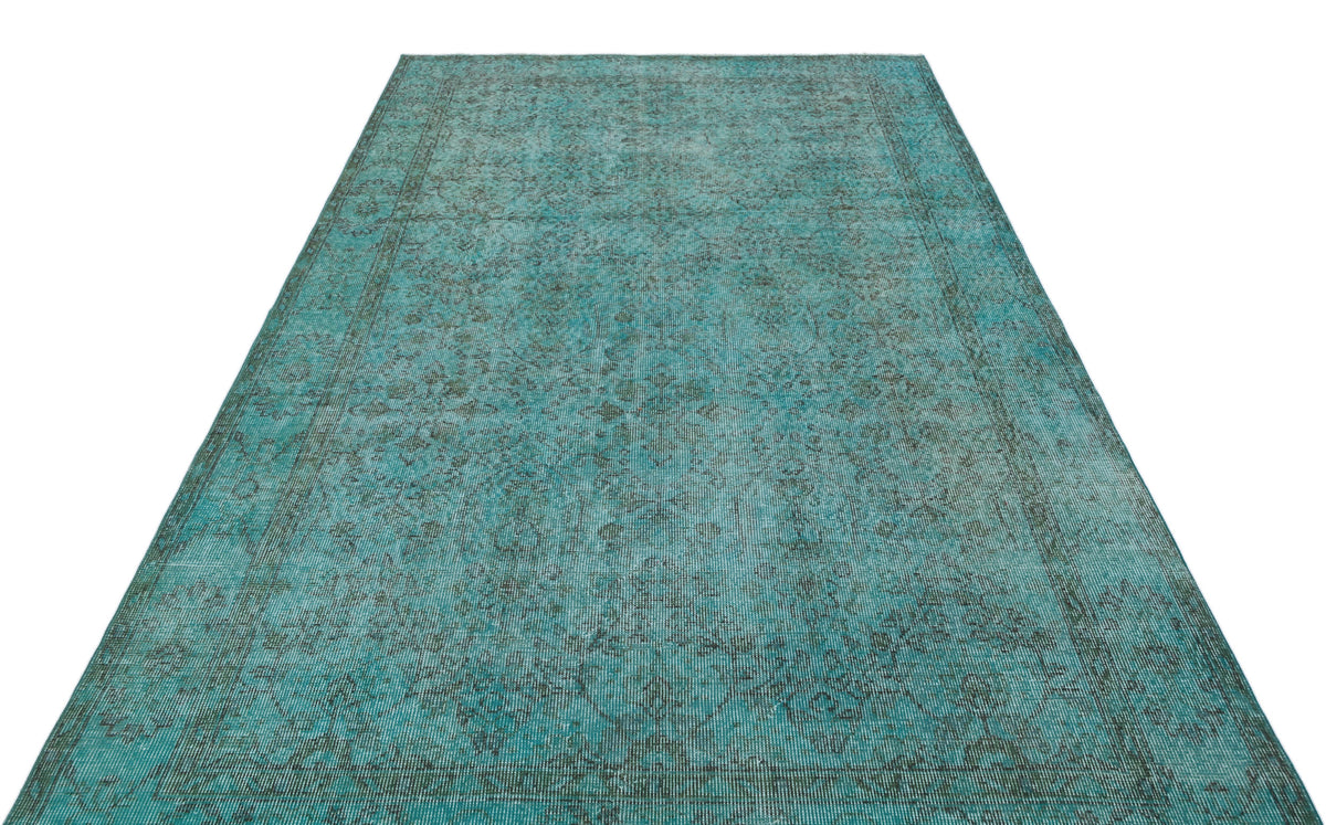 Turquoise  Over Dyed Vintage Rug 5&#39;8&#39;&#39; x 9&#39;0&#39;&#39; ft 172 x 275 cm