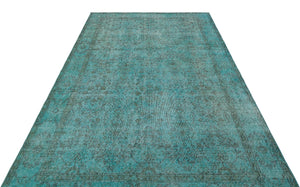 Turquoise  Over Dyed Vintage Rug 5'8'' x 9'0'' ft 172 x 275 cm