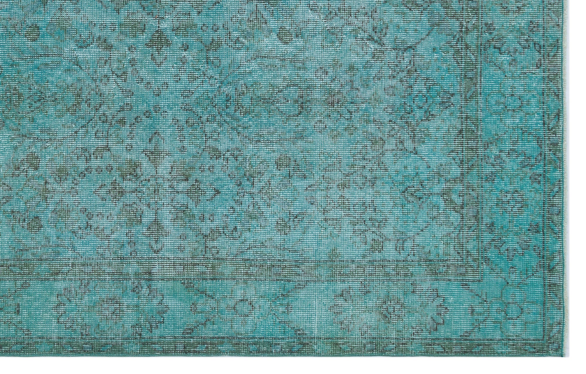 Turquoise  Over Dyed Vintage Rug 5'8'' x 9'0'' ft 172 x 275 cm