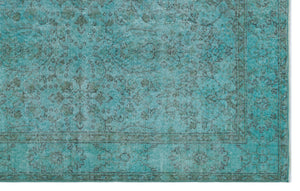 Turquoise  Over Dyed Vintage Rug 5'8'' x 9'0'' ft 172 x 275 cm
