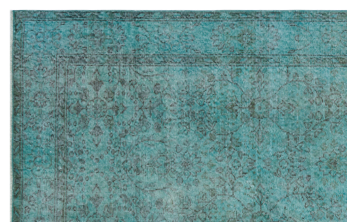 Turquoise  Over Dyed Vintage Rug 5&#39;8&#39;&#39; x 9&#39;0&#39;&#39; ft 172 x 275 cm