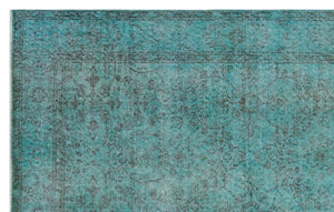 Turquoise  Over Dyed Vintage Rug 5'8'' x 9'0'' ft 172 x 275 cm