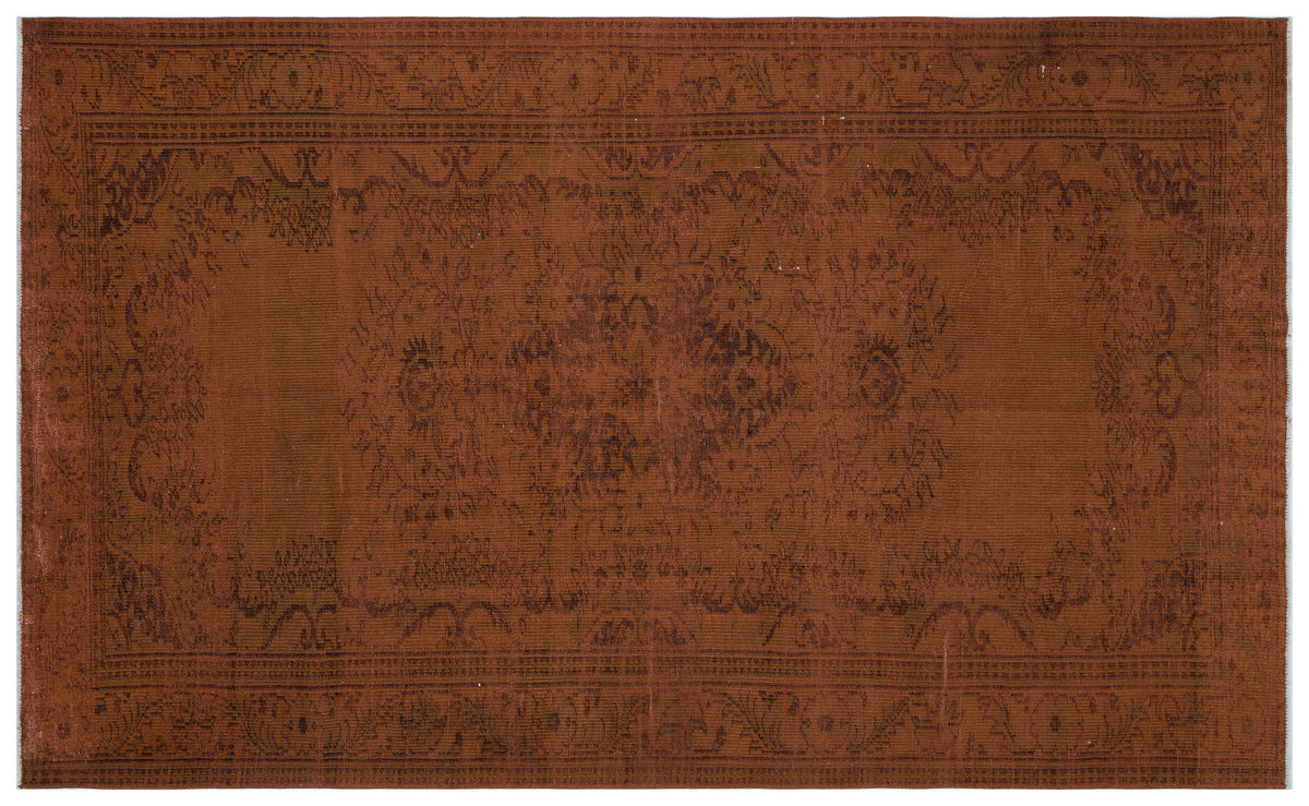 Brown Over Dyed Vintage Rug 6&#39;1&#39;&#39; x 10&#39;2&#39;&#39; ft 186 x 309 cm