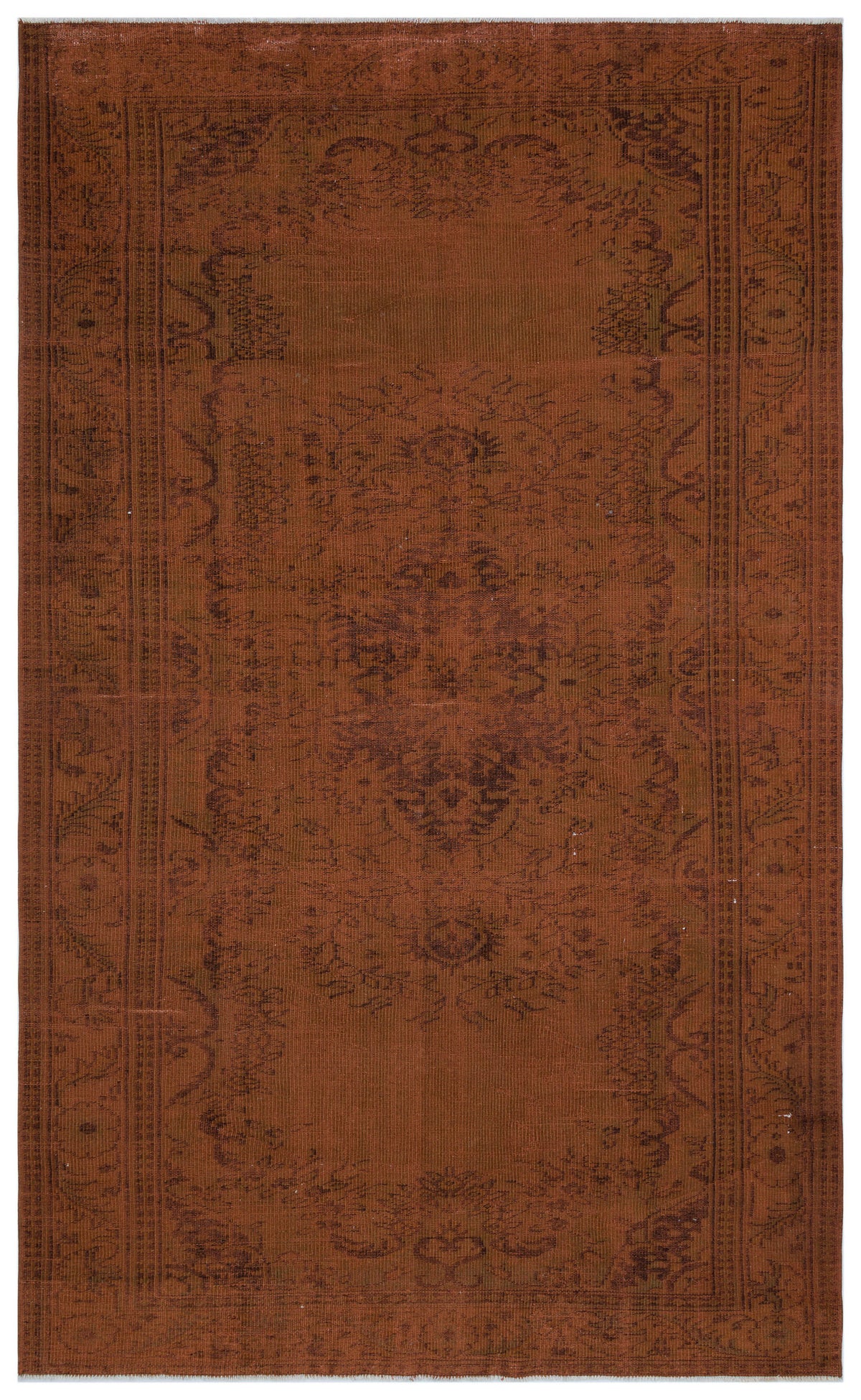 Brown Over Dyed Vintage Rug 6&#39;1&#39;&#39; x 10&#39;2&#39;&#39; ft 186 x 309 cm