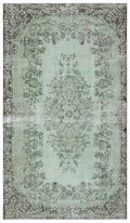 Green Over Dyed Vintage Rug 5'6'' x 9'7'' ft 167 x 292 cm