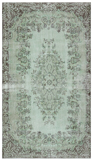 Green Over Dyed Vintage Rug 5'6'' x 9'7'' ft 167 x 292 cm