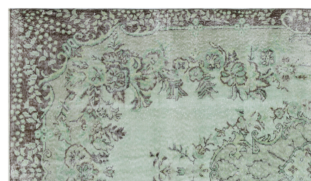 Green Over Dyed Vintage Rug 5'6'' x 9'7'' ft 167 x 292 cm
