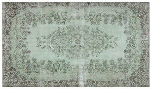 Green Over Dyed Vintage Rug 5'6'' x 9'7'' ft 167 x 292 cm