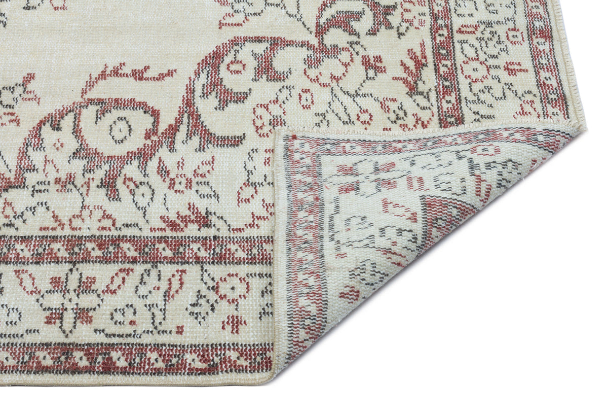 Beige Over Dyed Vintage Rug 5&#39;4&#39;&#39; x 9&#39;4&#39;&#39; ft 163 x 284 cm
